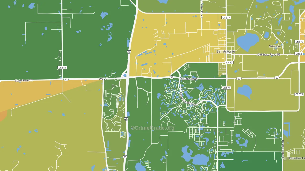 San Antonio, FL Map of Burglary Rates