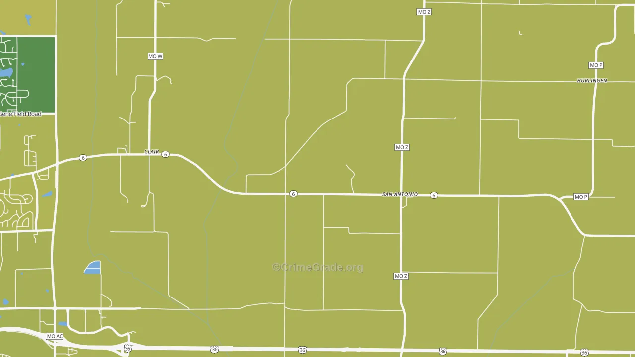 San Antonio, MO Map of Burglary Rates