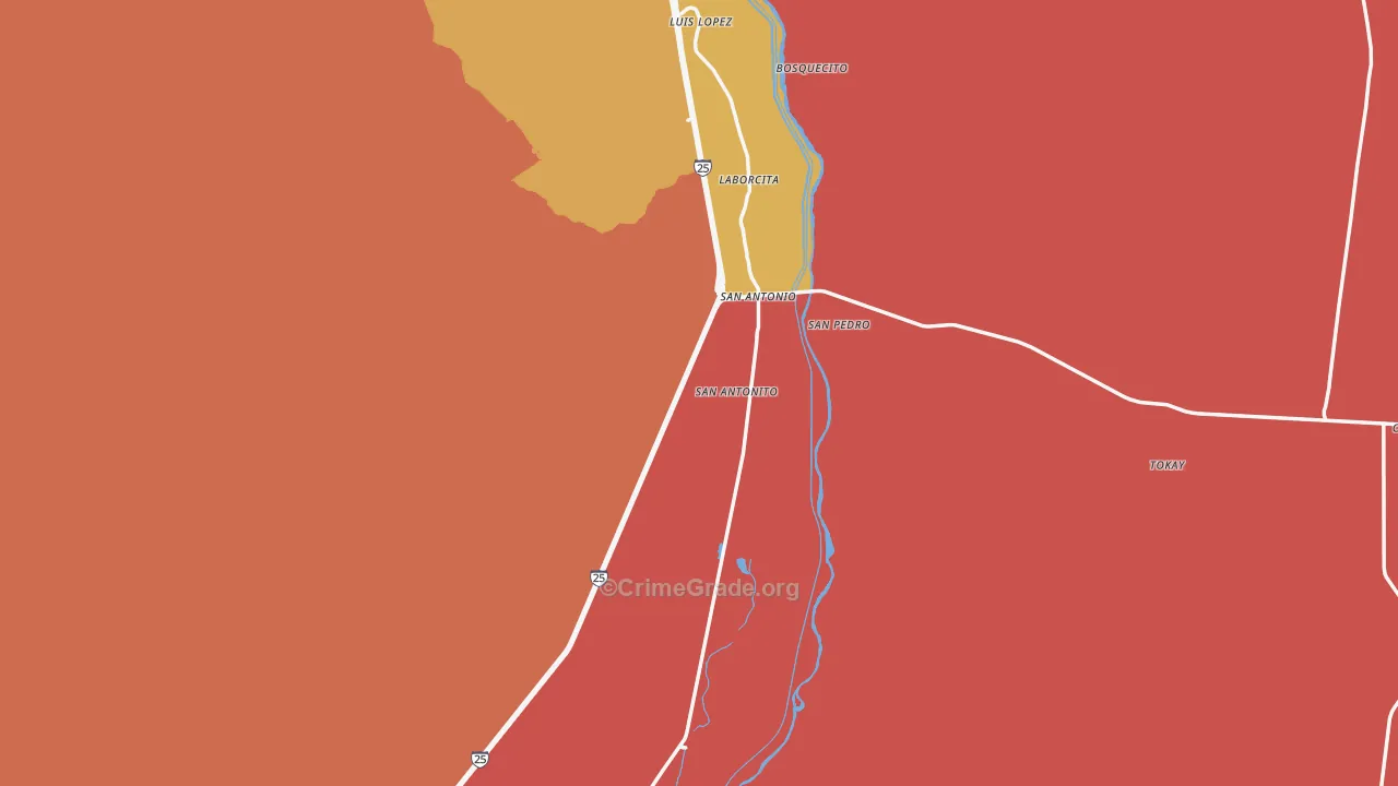 San Antonio, NM Map of Burglary Rates