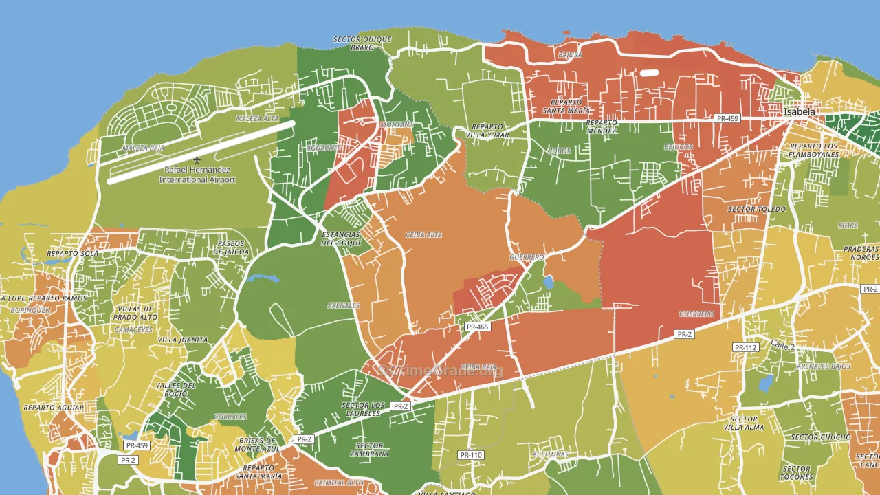 San Antonio, PR Map of Burglary Rates