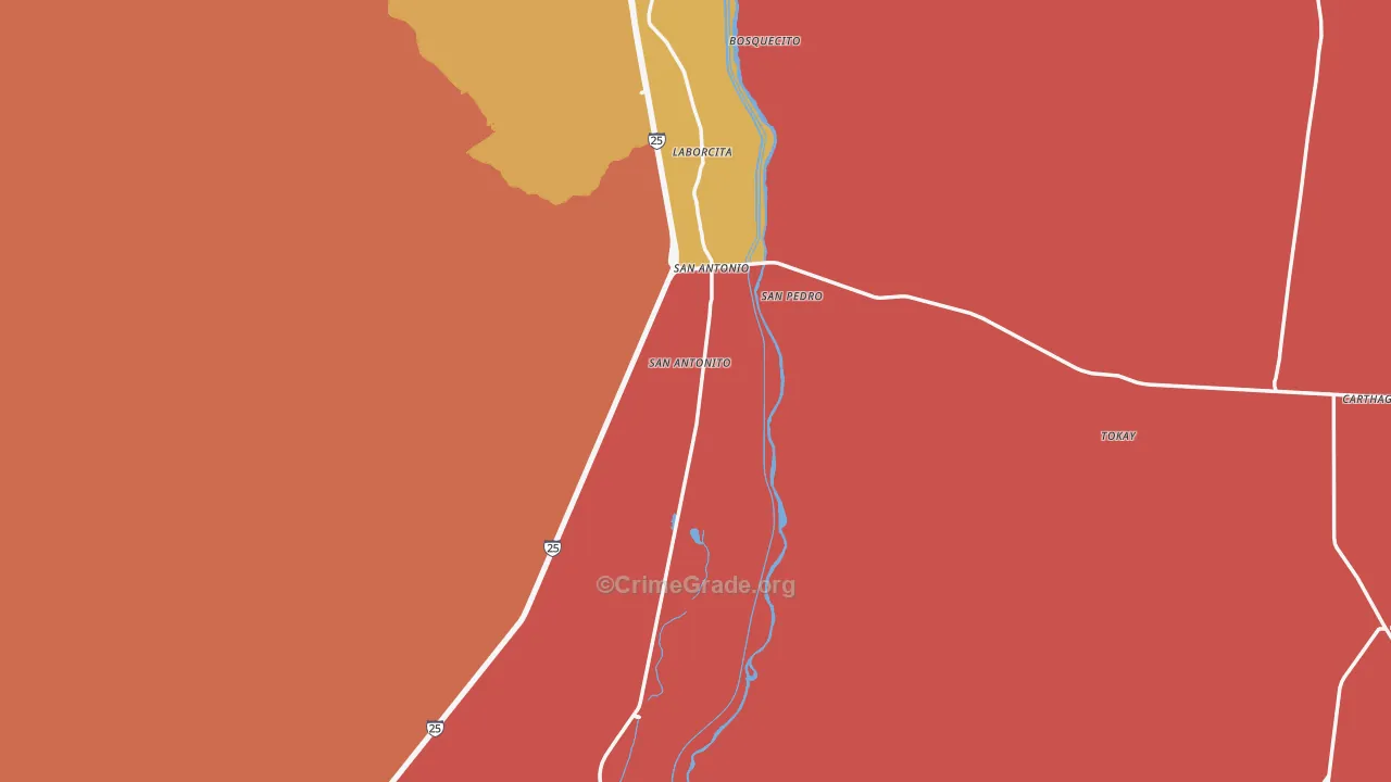 San Antonito, NM Map of Burglary Rates