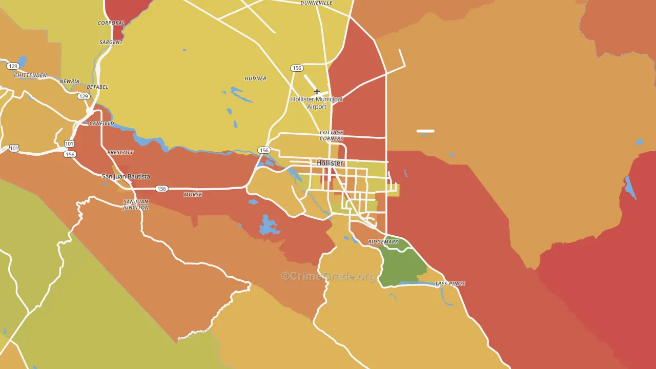 San Benito County, CA Map of Burglary Rates