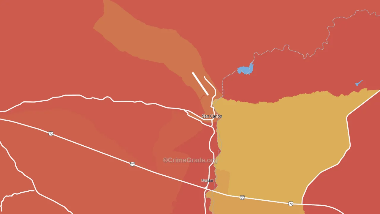 San Carlos, AZ Map of Burglary Rates