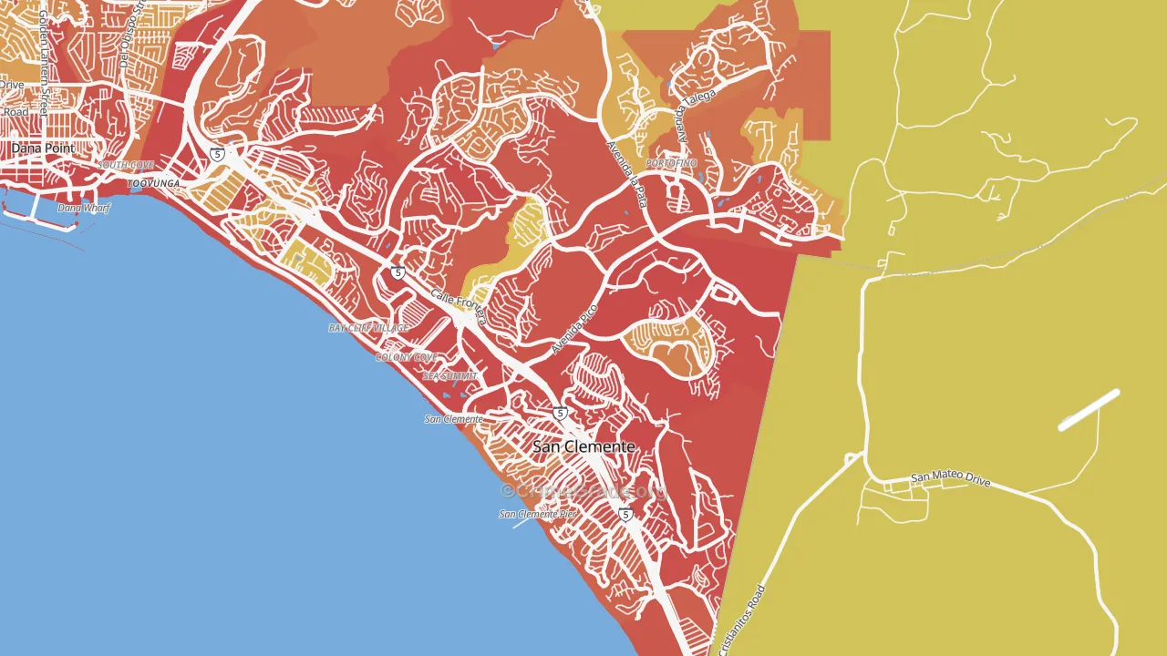 San Clemente, CA Map of Burglary Rates
