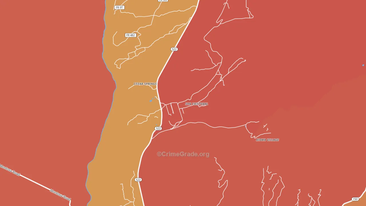 San Cristobal, NM Map of Burglary Rates