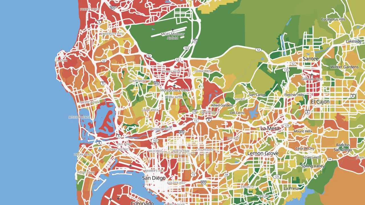 San Diego, CA Map of Burglary Rates