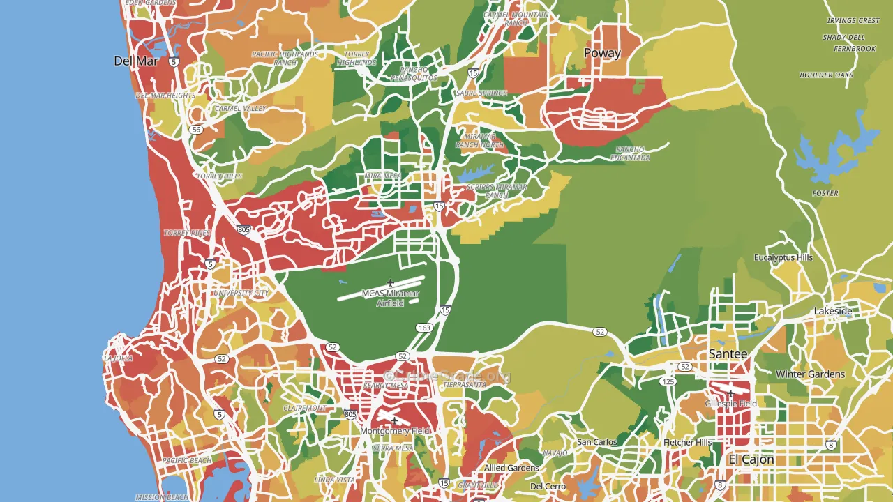 San Diego County, CA Map of Burglary Rates