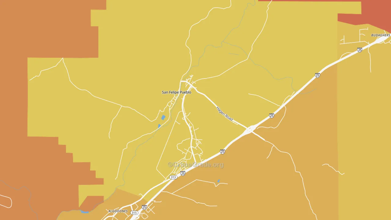 San Felipe Pueblo, NM Map of Burglary Rates