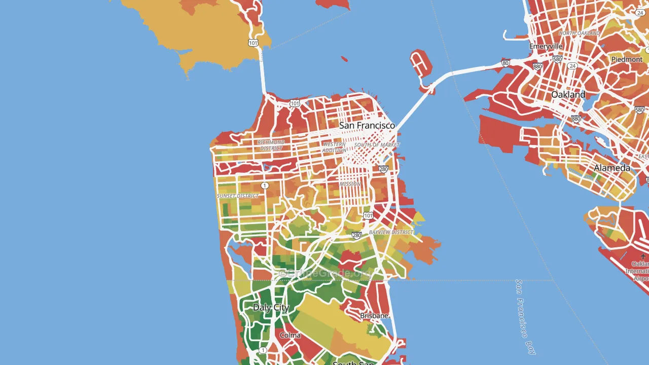 San Francisco, CA Map of Burglary Rates