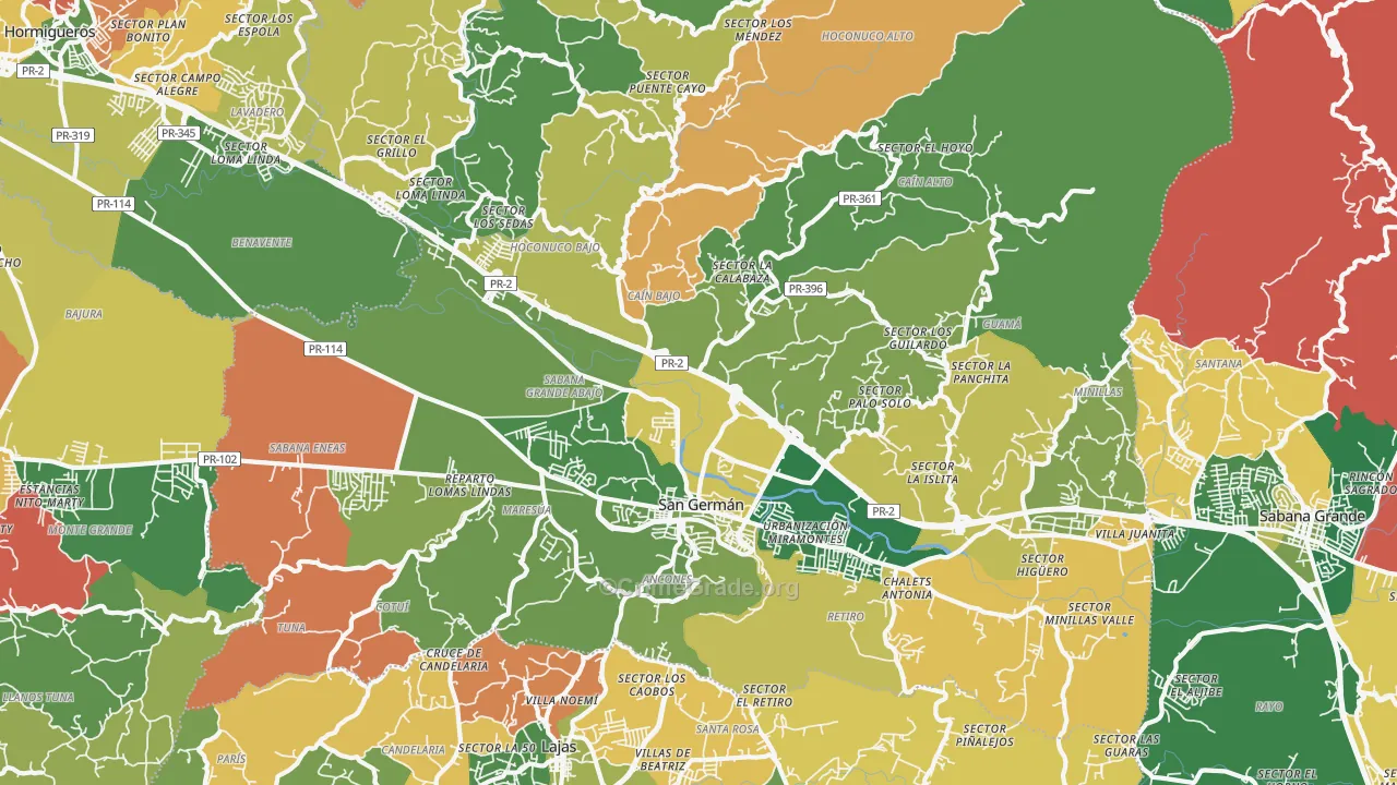 San German Municipio, PR Map of Burglary Rates
