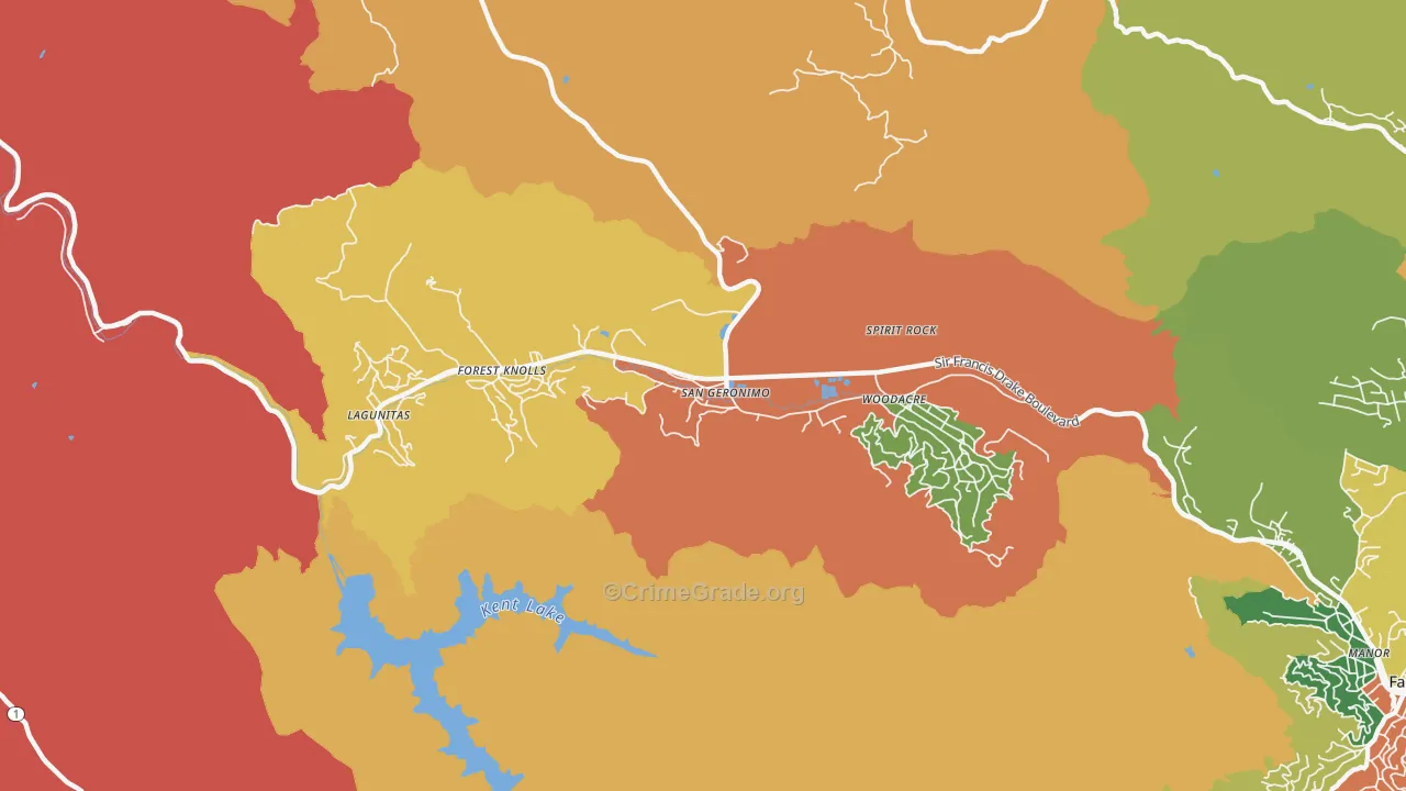 San Geronimo, CA Map of Burglary Rates