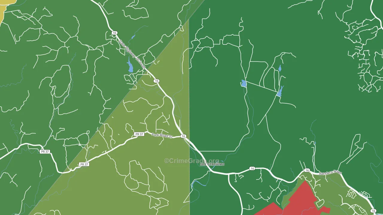 San Geronimo, TX Map of Burglary Rates