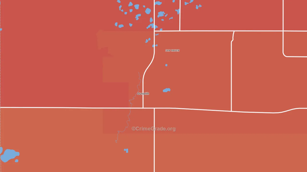 San Haven, ND Map of Burglary Rates