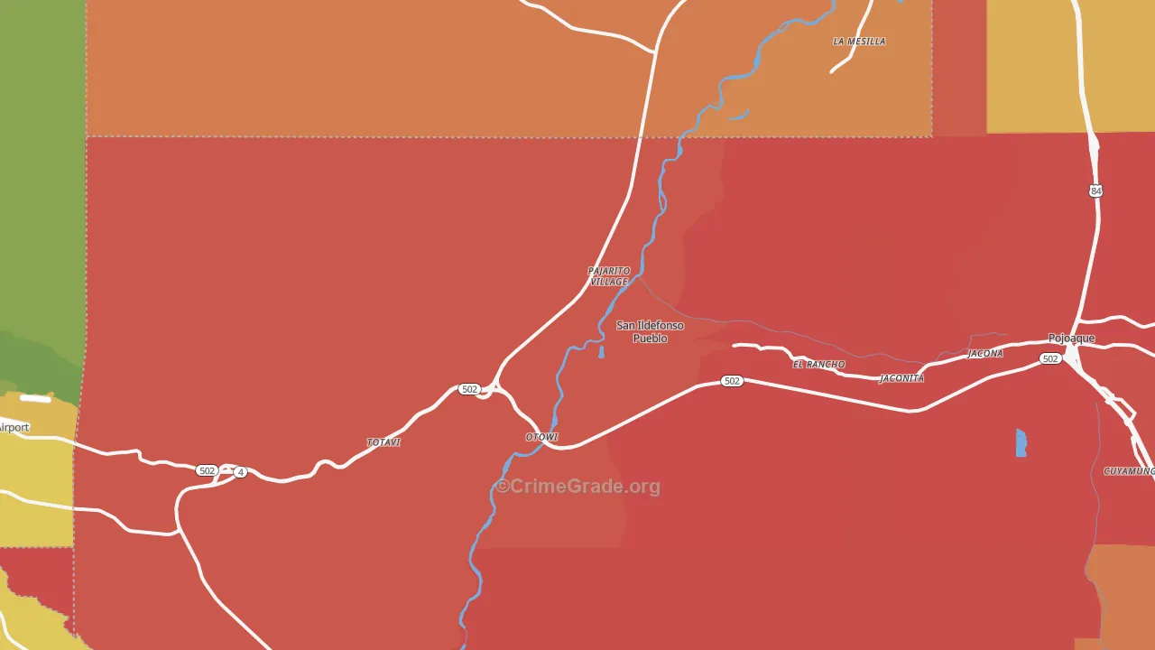 San Ildefonso Pueblo, NM Map of Burglary Rates