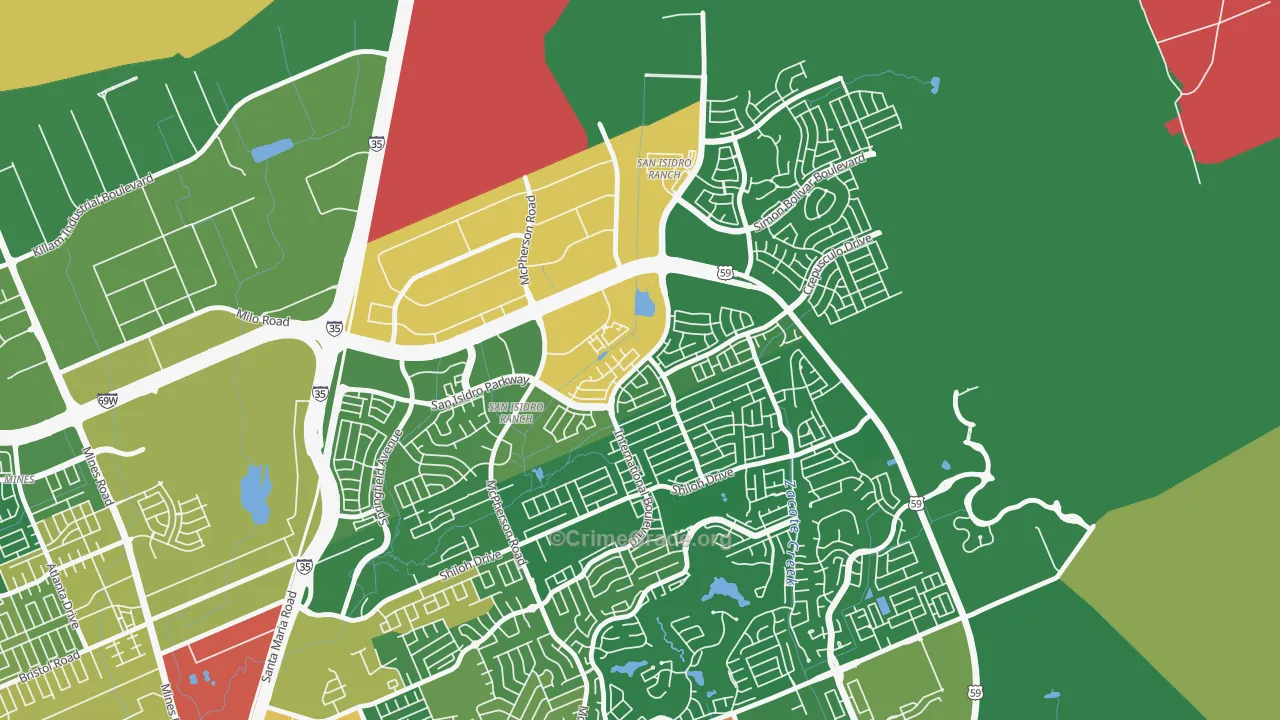 San Isidro, Laredo, TX Map of Burglary Rates