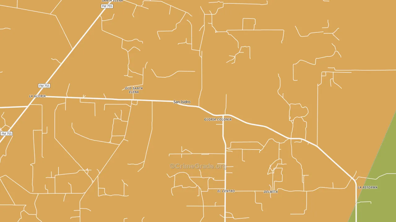 San Isidro, TX Map of Burglary Rates