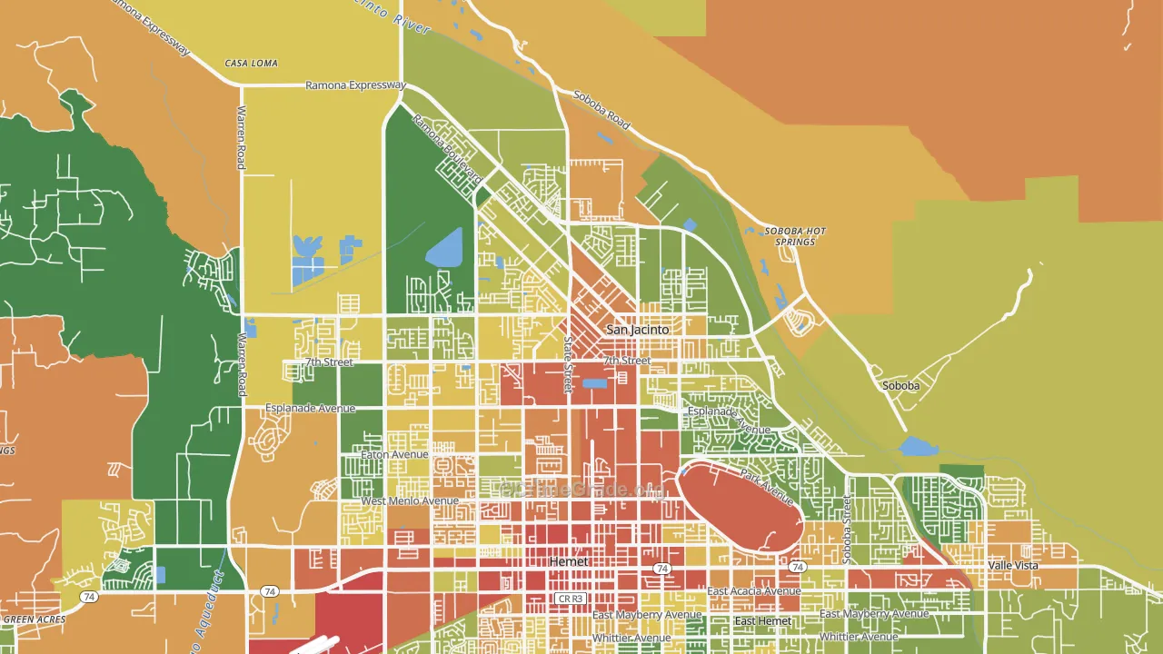 San Jacinto, CA Map of Burglary Rates