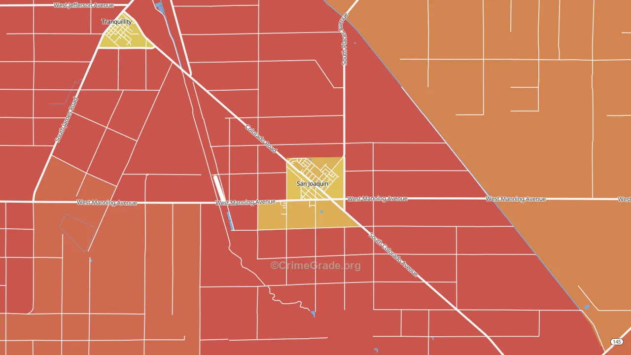 San Joaquin, CA Map of Burglary Rates