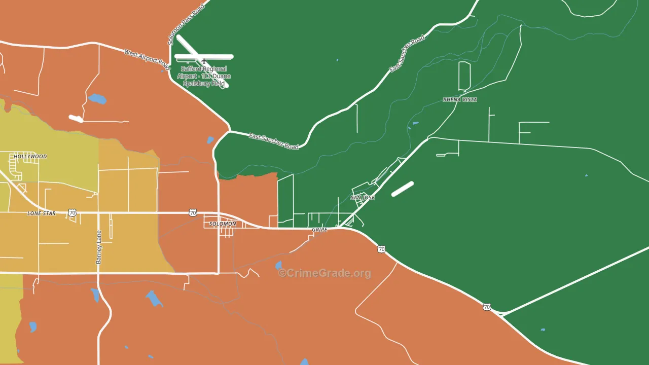 San Jose, AZ Map of Burglary Rates