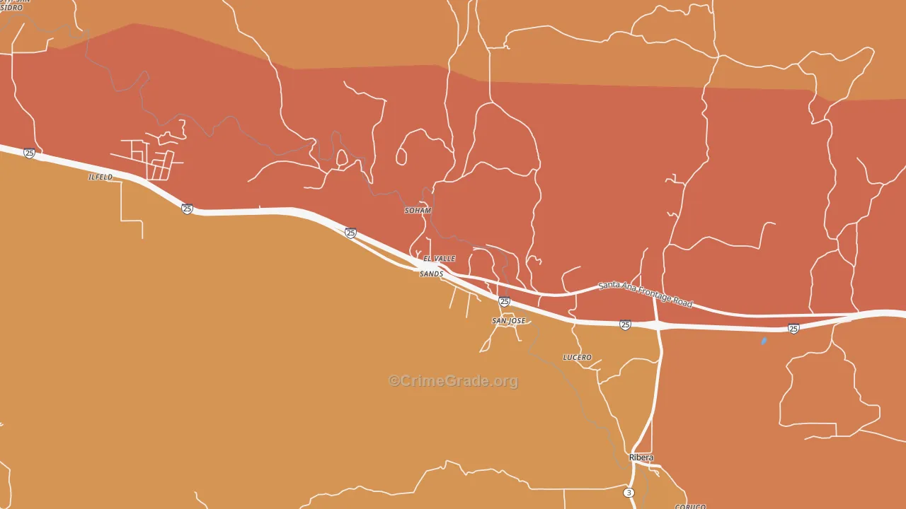 San Jose, NM Map of Burglary Rates