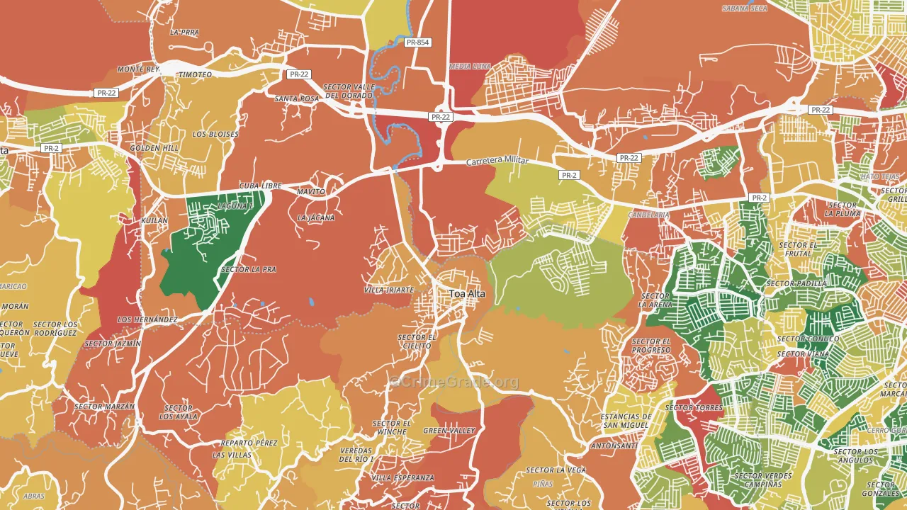 San Jose, PR Map of Burglary Rates