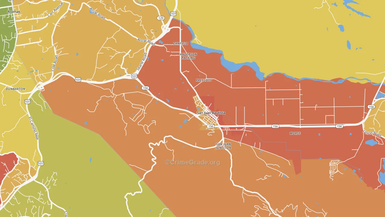 San Juan Bautista, CA Map of Burglary Rates