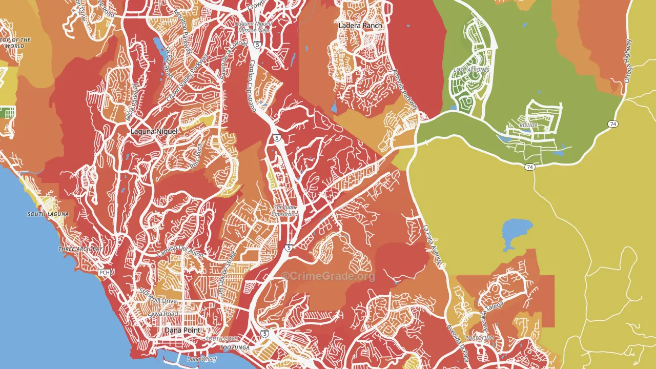 San Juan Capistrano, CA Map of Burglary Rates