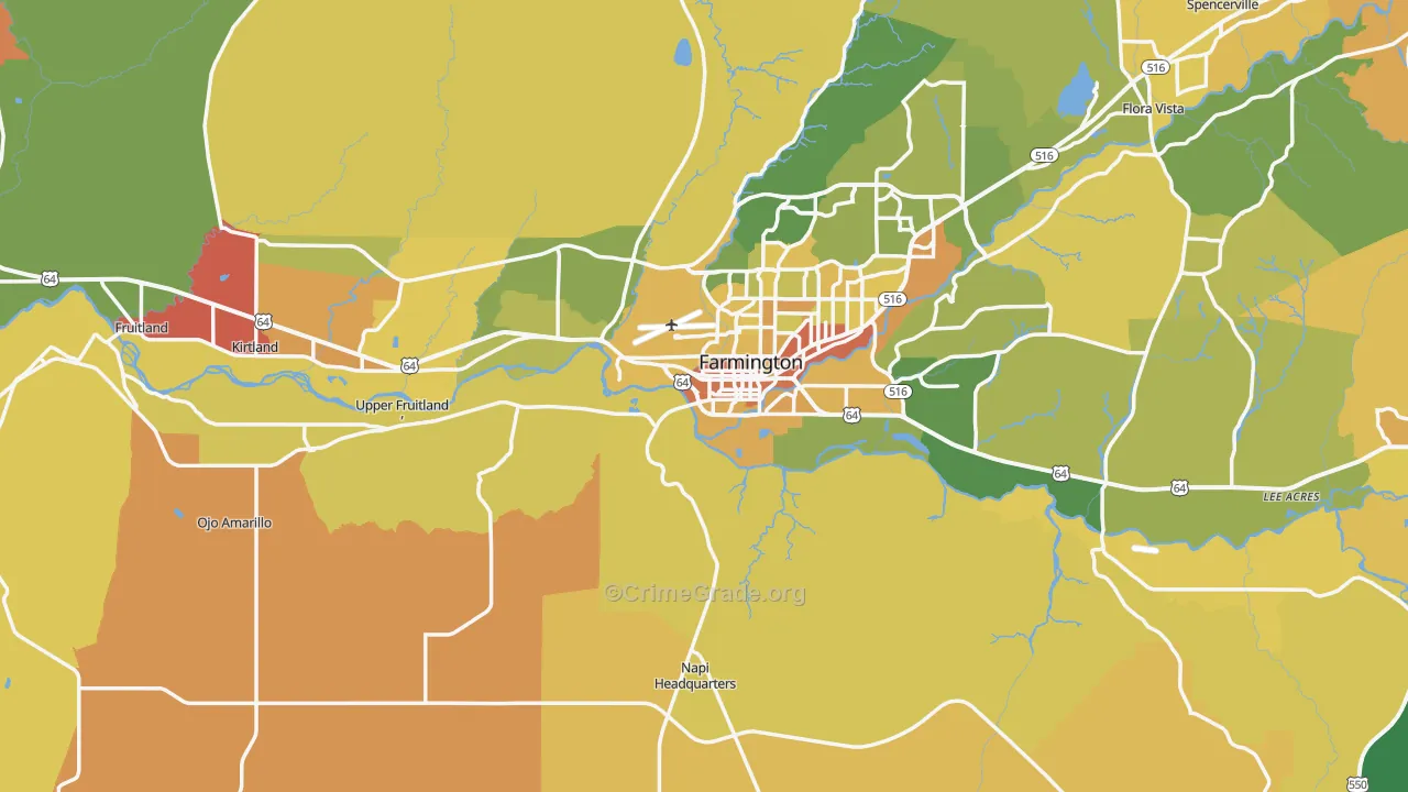 San Juan County, NM Map of Burglary Rates