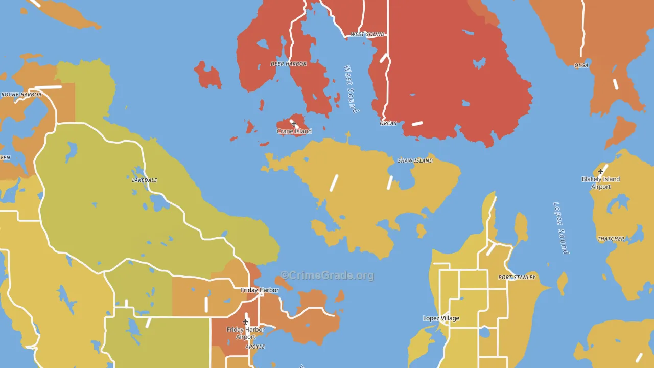 San Juan County, WA Map of Burglary Rates