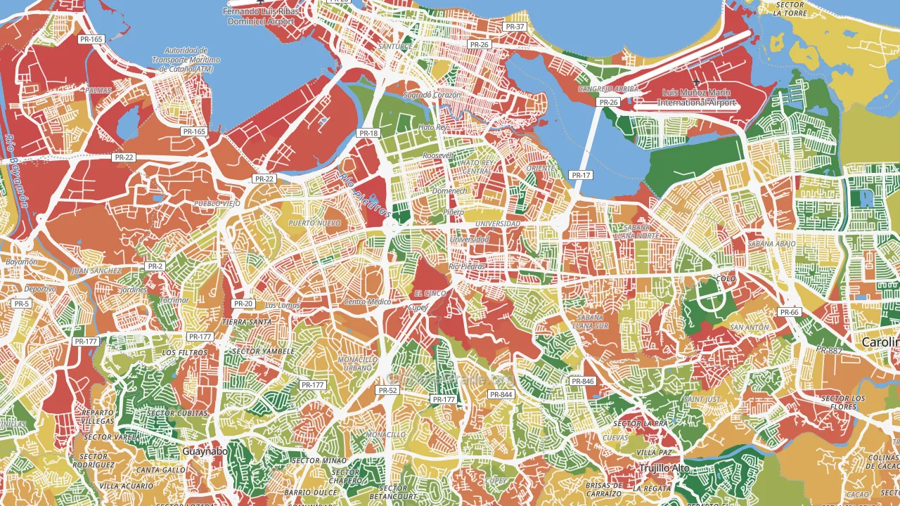 San Juan Municipio, PR Map of Burglary Rates