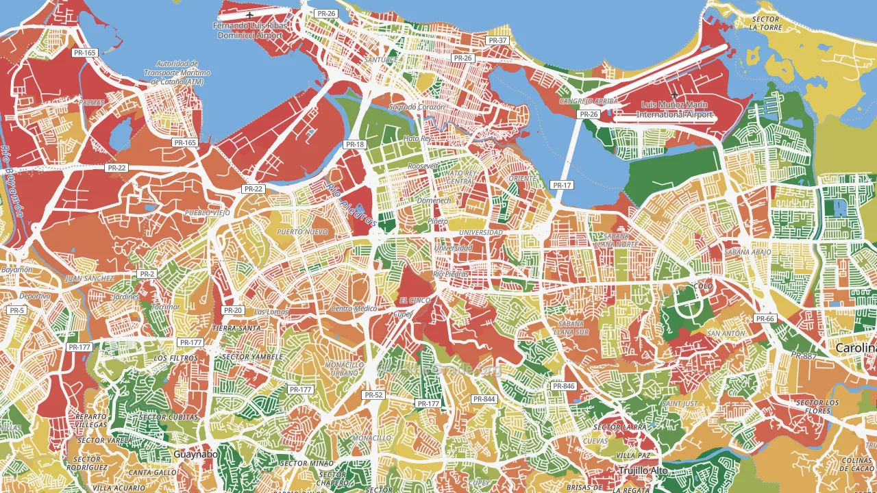 San Juan, PR Map of Burglary Rates