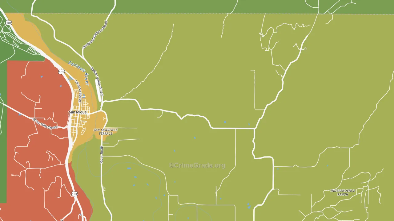San Lawrence Terrace, CA Map of Burglary Rates