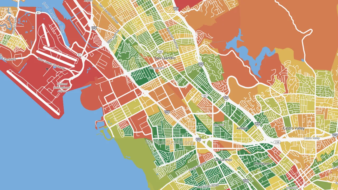San Leandro, CA Map of Burglary Rates