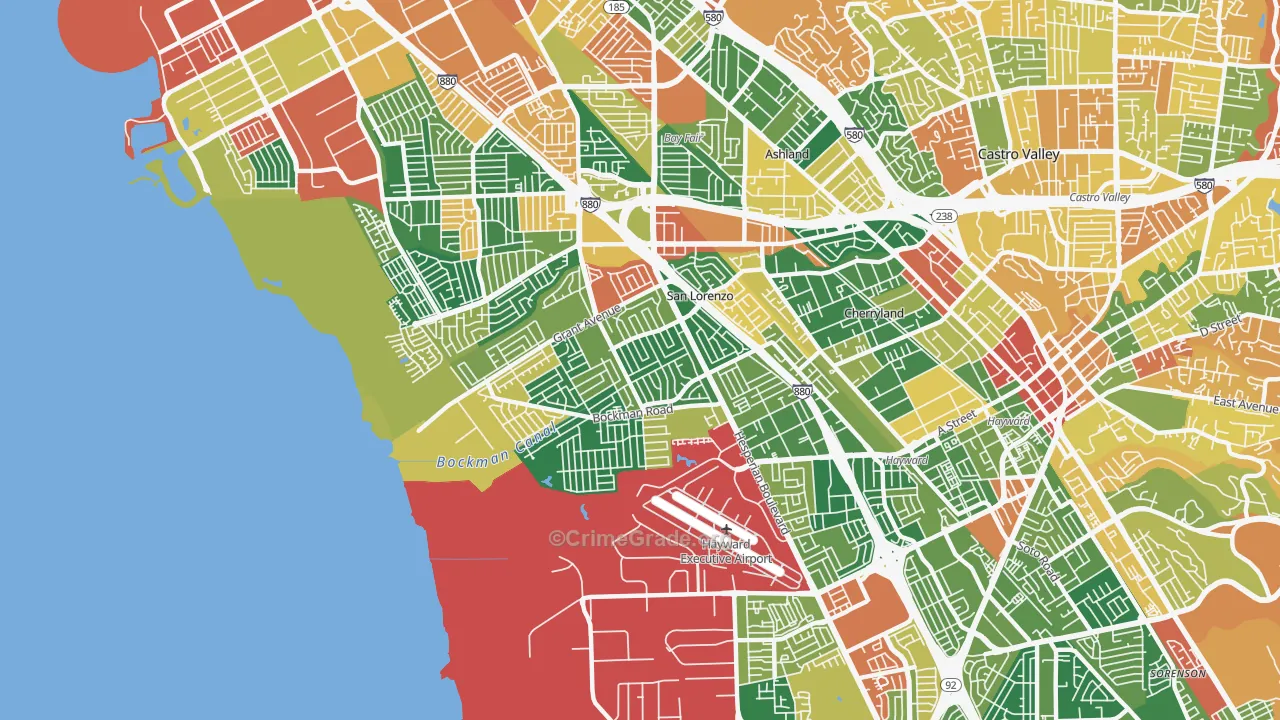 San Lorenzo, CA Map of Burglary Rates