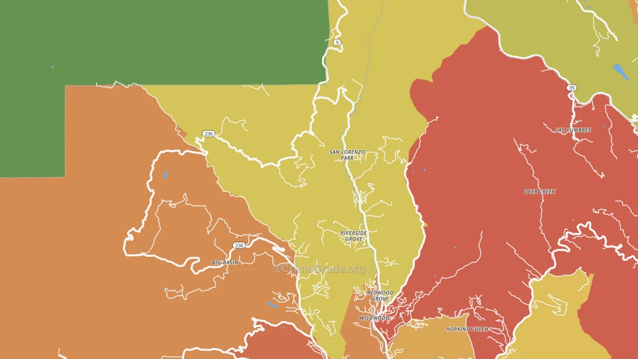 San Lorenzo Park, CA Map of Burglary Rates