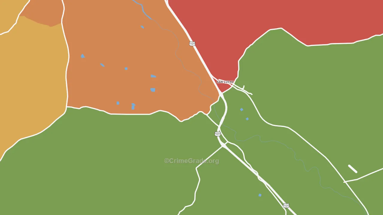 San Lucas, CA Map of Burglary Rates