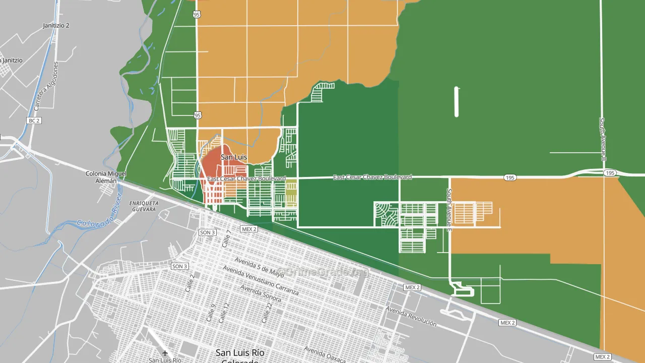 San Luis, AZ Map of Burglary Rates