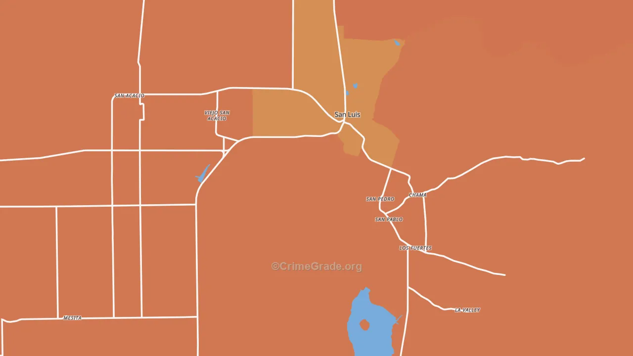 San Luis, CO Map of Burglary Rates