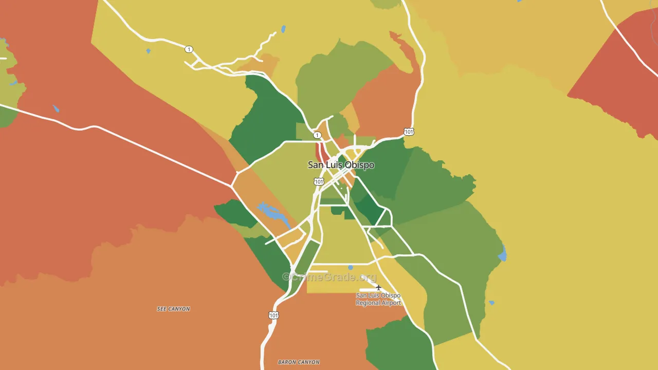San Luis Obispo, CA Map of Burglary Rates