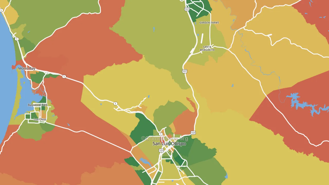 San Luis Obispo County, CA Map of Burglary Rates