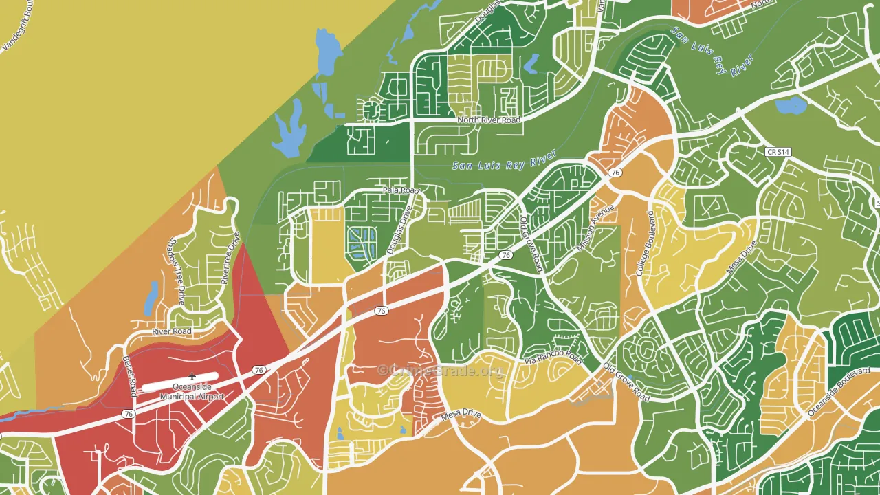 San Luis Rey, Oceanside, CA Map of Burglary Rates