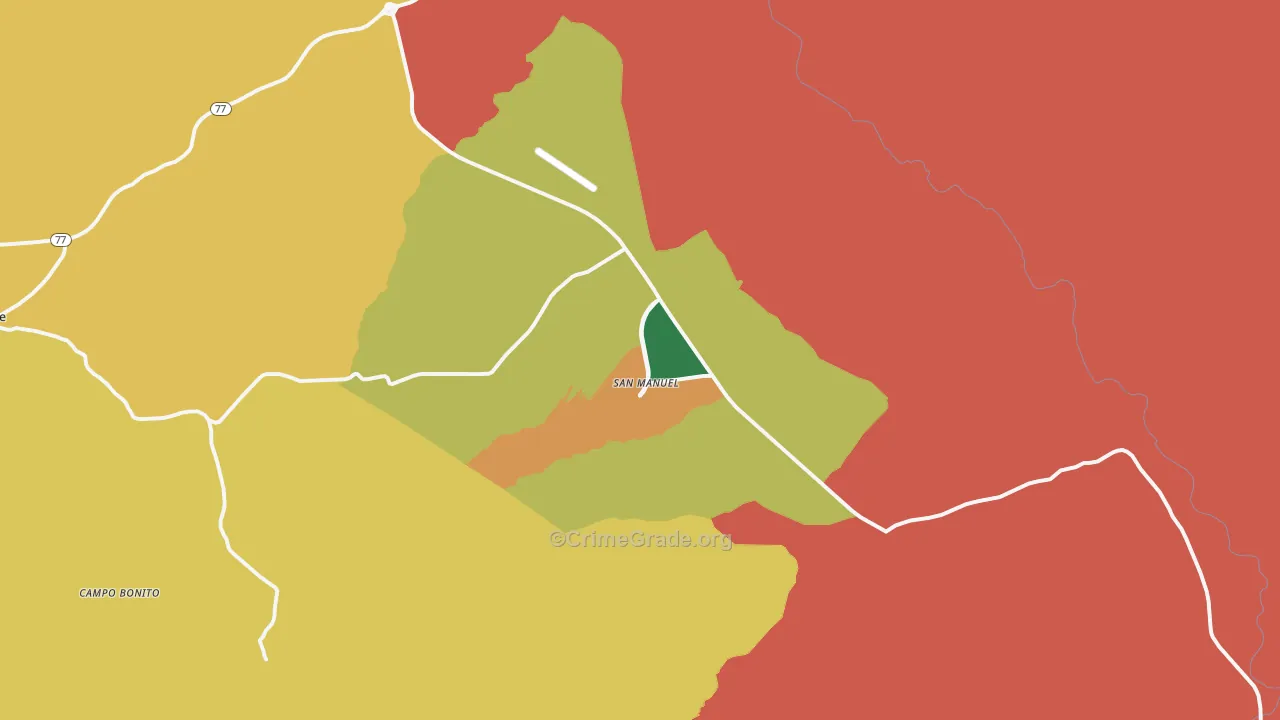 San Manuel, AZ Map of Burglary Rates