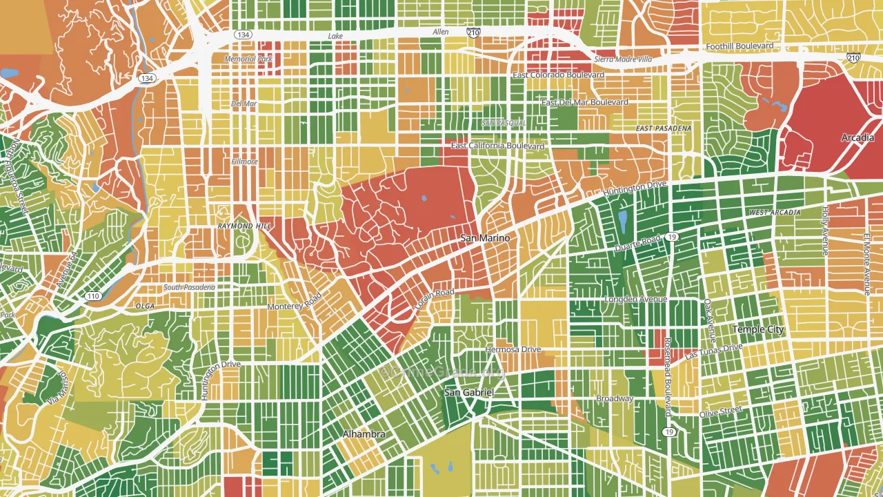 San Marino, CA Map of Burglary Rates