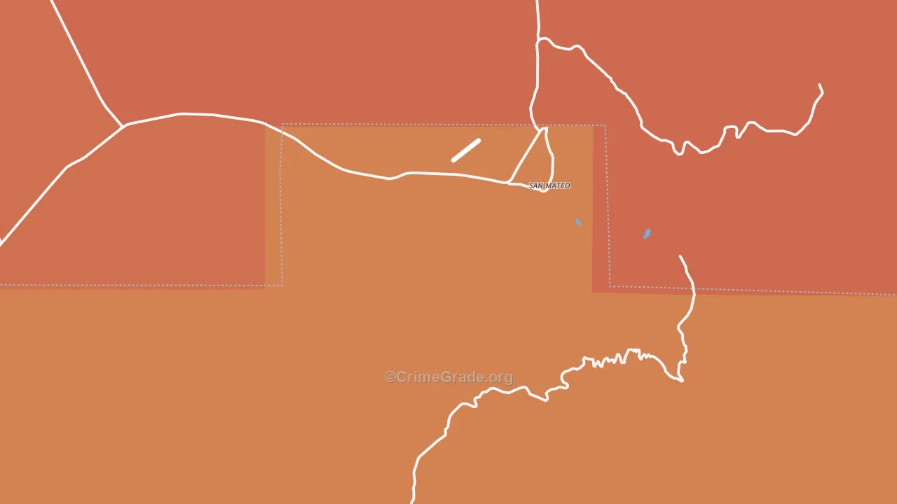 San Mateo, NM Map of Burglary Rates
