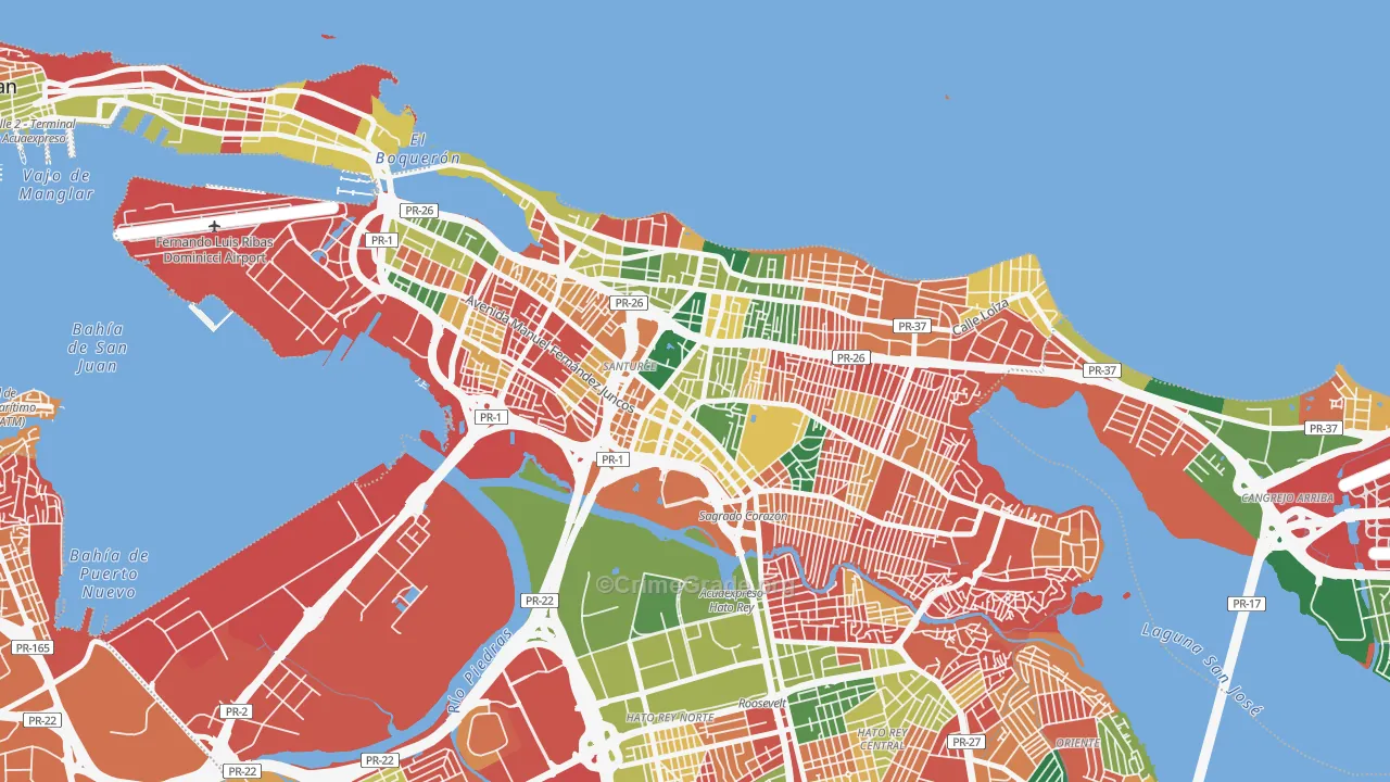 San Mateo, San Juan, PR Map of Burglary Rates