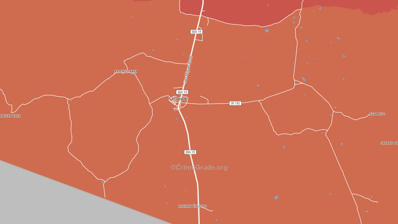 San Miguel, AZ Map of Burglary Rates