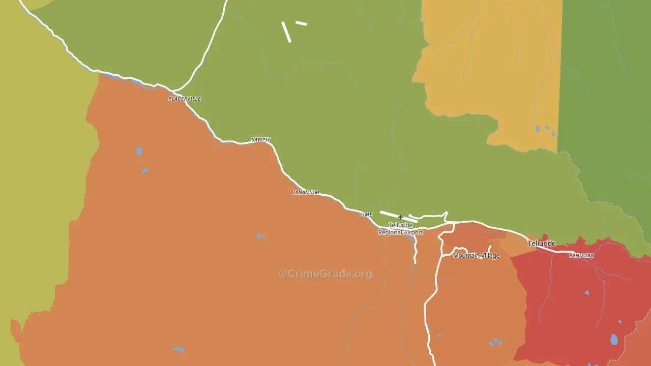 San Miguel County, CO Map of Burglary Rates