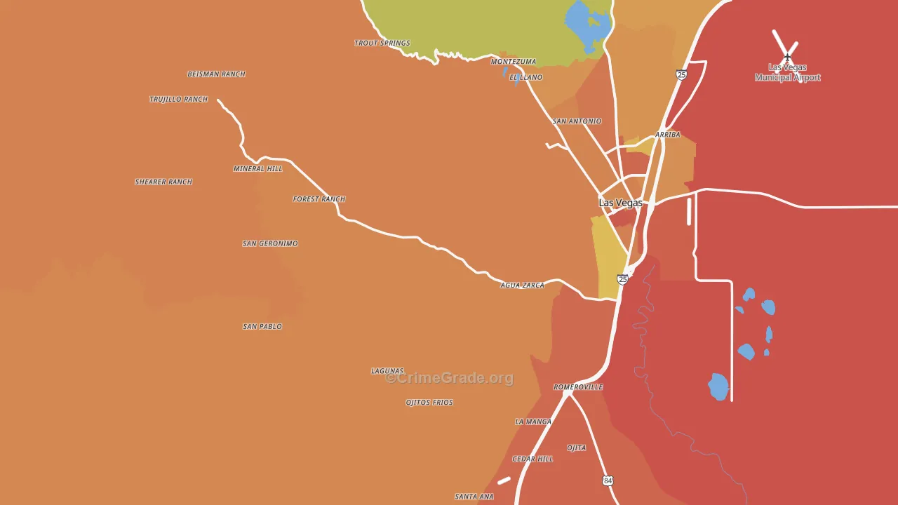 San Miguel County, NM Map of Burglary Rates