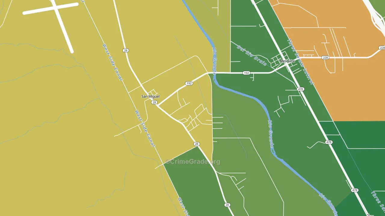San Miguel, NM Map of Burglary Rates