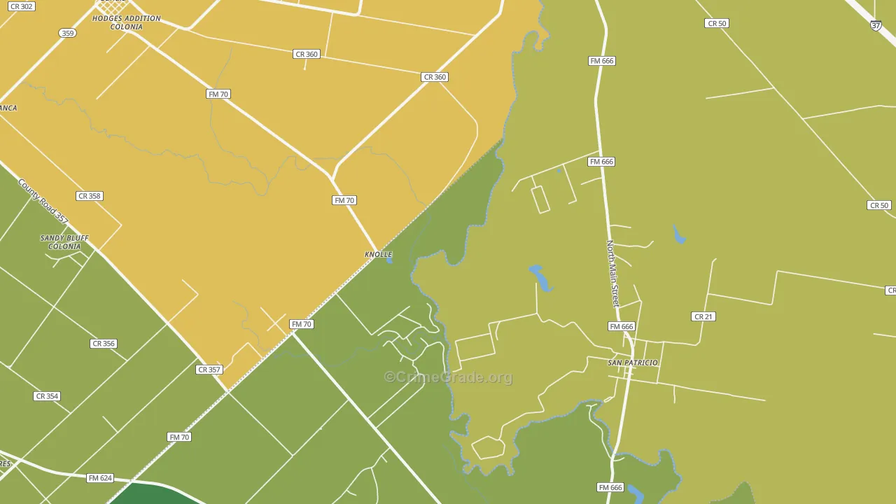 San Patricio, TX Map of Burglary Rates